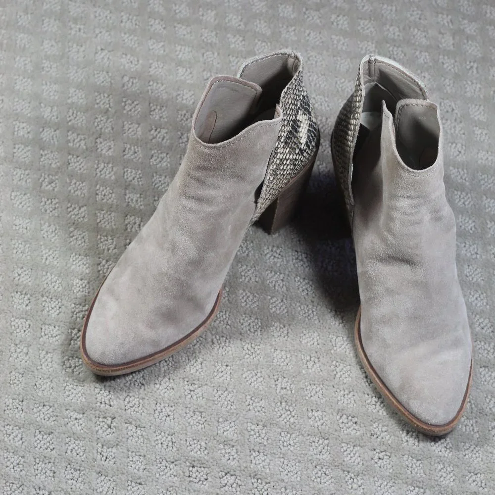 Dolce Vita Size 9 Beige Suede and Snakeskin Ankle Boots
